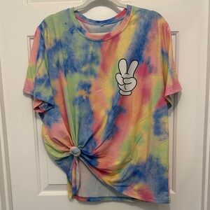 Amazon Multicolor Tie-Dye Tee with Peace Sign